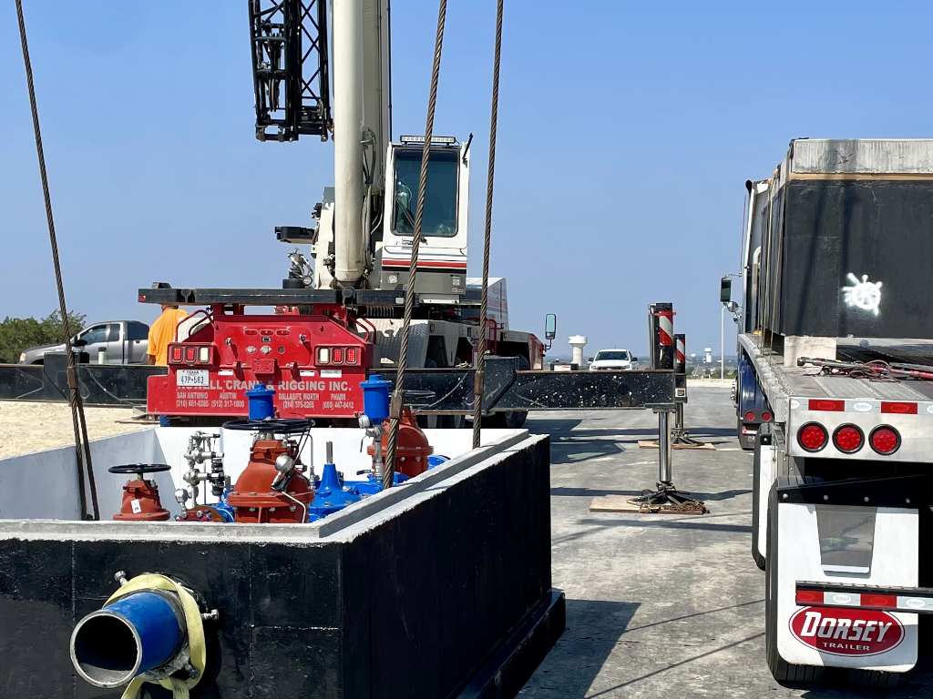 A pre-packaged valve station on a truck