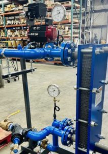 An industrial hot water heater